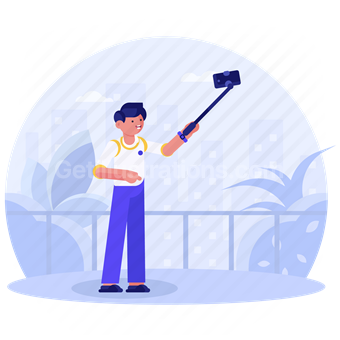 selfie stick, selfie, image, picture, camera, photo, people